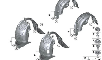 Cubierta pasarruedas delantera izquierda OEM 51717366681 para MINI F56 (06/2014 - 02/2021). Original MINI.