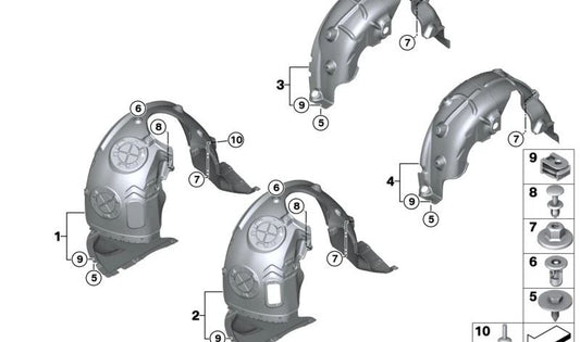Cubierta pasarruedas delantera derecha OEM 51719447832 para MINI Cabrio F57 LCI (05/2020 - 02/2024). Original MINI.