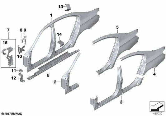 Esterno destro pilar per BMW F01, F01N, F04 (OEM 41217204470). BMW originale
