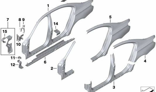 Entry Side Wall Bracket for BMW 7 Series F01, F02, F04 (OEM 41217204479). Genuine BMW
