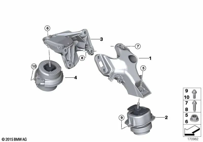 Komplette rechte Motorstütze für BMW x5 E70N, x6 E71 (OEM 22116797920). Original BMW.