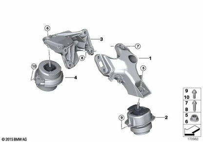 Komplette rechte Motorstütze für BMW x5 E70N, x6 E71 (OEM 22116797920). Original BMW.