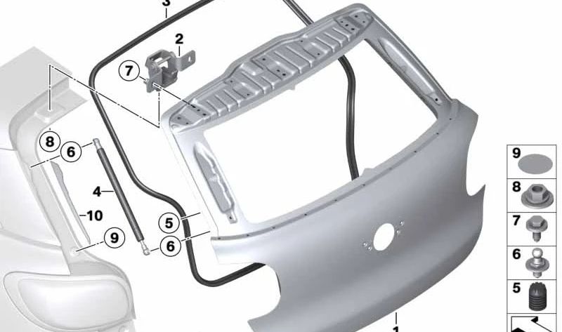 Cubierta canaleta agua izquierda OEM 51719812569 para MINI R61 {Cooper D, Cooper S, Cooper ALL4} (todos los modelos de 2012 a 2016). Repuesto original MINI.