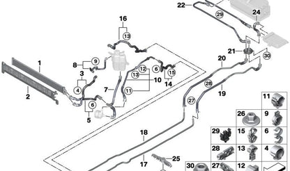 Soporte de manguera OEM 17127807844 para BMW E81, E82, E87, E88, F20, F21, F22, F23, G42, U06, E90, E91, E92, E93, F30, F31, F34, G20, G21, G28, F32, F33, F36, G22, G23, G26, F07, F10, F11, G30, G31, G60, G61, F06, F12, F13, G32, F01, F02, G11, G12,