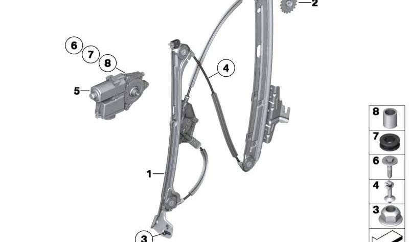 Accionamiento del Elevalunas izquierdo para BMW Serie 5 F07, F07N (OEM 67627207007). Original BMW