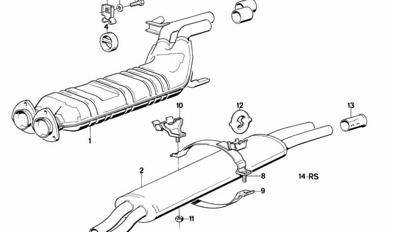 Abrazadera de escape OEM 18211246628 para BMW E23. Pieza original BMW.