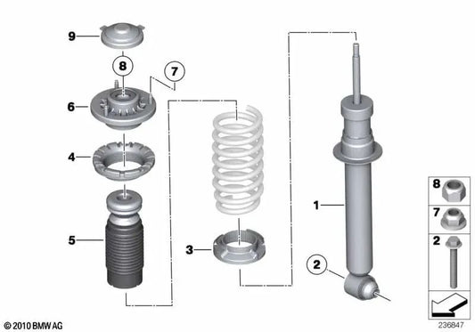 Ressort d'amortisseur arrière OEM 33526789606 pour BMW Série 6 F12, F13... et plus. Véritable BMW.