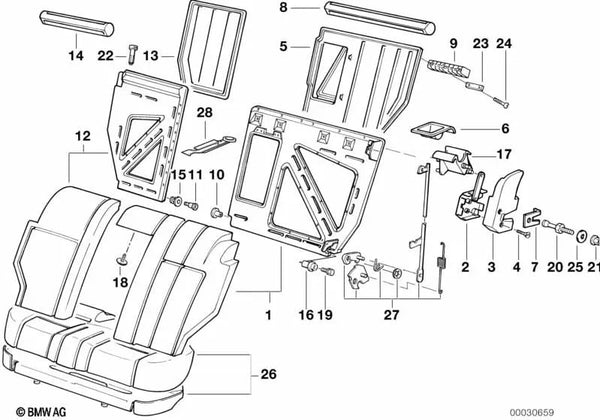 Cerradura trasera derecha para BMW Serie 5 E34 (OEM 52208120394). Original BMW.