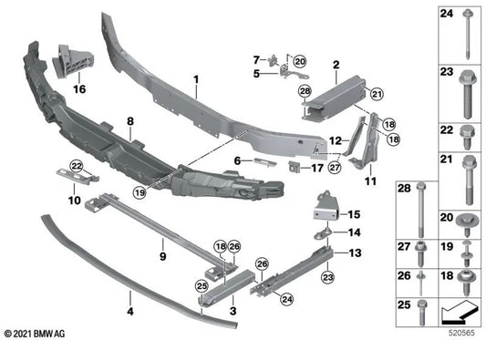 Suporte do tanque do lavador para BMW Série 1 F40, F52, Série 2 F44, F45, F46, X1 F48, X2 F39 (OEM 51647318491). BMW original