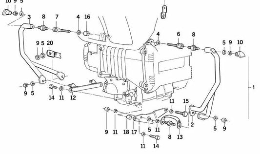 Estribo de protección de motor derecho OEM 46712303136 para motos BMW K75, K75S. Original BMW Motorrad.
