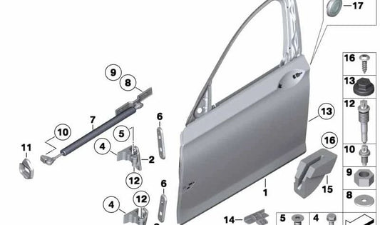 Cerniera porta anteriore sinistra per BMW F01, F02, F04 (OEM 41007203985). BMW originale