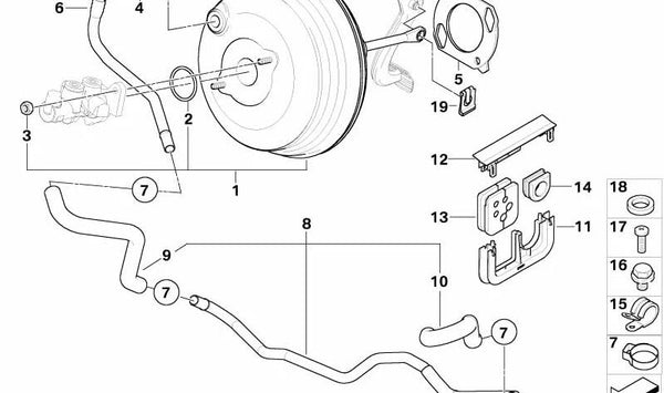 Tubería de vacío OEM 34336752152 para BMW E53. Original BMW.