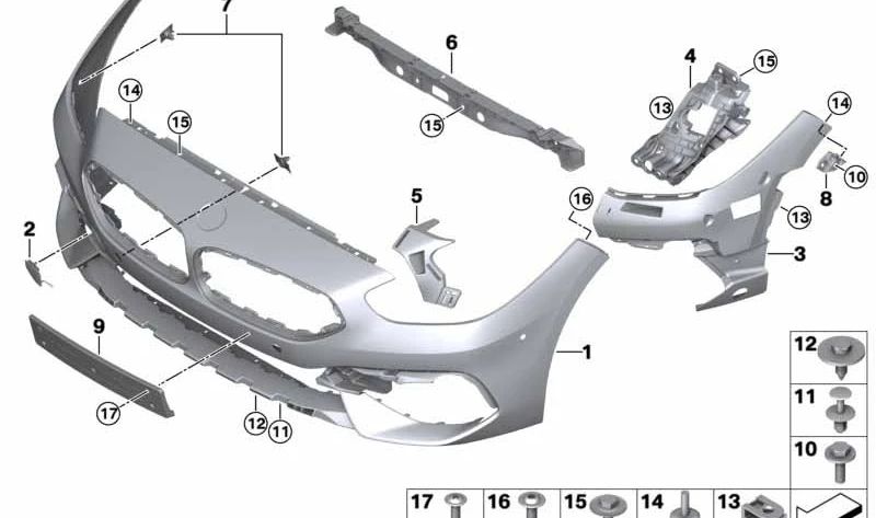 Tapa del gancho de remolque delantera imprimada OEM 51119463795 para BMW Z4 G29. Original BMW.