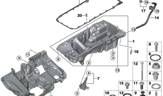 Junta de cárter de aceite OEM 11138575780 para BMW G30, G31, G11, G12, G05 {M550d xDrive, ALPINA D5s, 750d xDrive, 750Ld xDrive, xDrive M50d}. Original BMW.