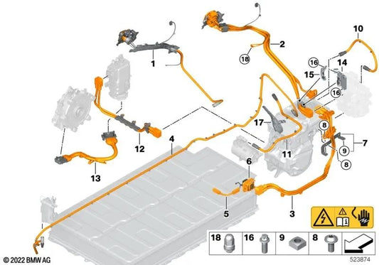 Set di cavi ad alta tensione combinati AC per BMW I I01, I01N (OEM 61125A3DD19). BMW originale