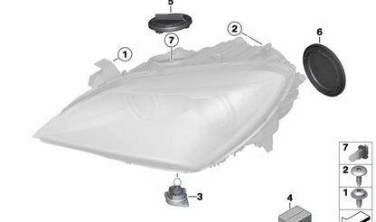 Bombilla con casquillo OEM 63117271054 para BMW F06, F12, F13. Original BMW.
