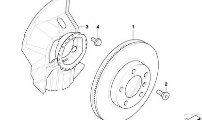 Protector de freno derecho OEM 34116759596 para BMW E46. Pieza de recambio original BMW.