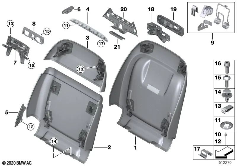 Höherer linker Komfortträger für BMW X5 G05, X6 G06, X7 G07, G07N (OEM 52106995009). Original BMW