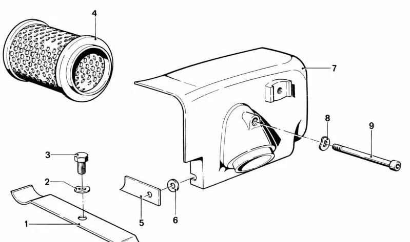 Caja del filtro de aire derecha OEM 13721262785 para BMW Motorrad R100, R100 RS y R100 RT (modelos R247). Compatible con producciones entre 1976 y 1984. Original BMW.