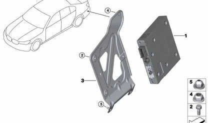 Soporte TV módulo OEM 65159367950 para BMW F90 M5, G30 518d. Compatible con modelos automáticos y manuales de tracción total y trasera. Original BMW.