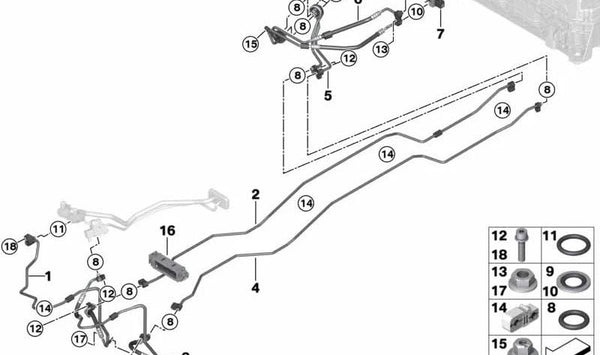 Tubo de aspiración trasero para BMW X5 F15 (OEM 64509252995). Original BMW