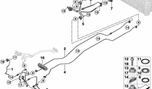 Tubería de succión trasera OEM 64509268481 para BMW X5 F15 xDrive40e. Original BMW.