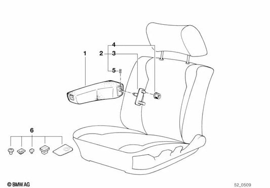 Afreamento de couro esquerdo para BMW 5 E34 Series, 7 E32 (OEM 52108140471). BMW original