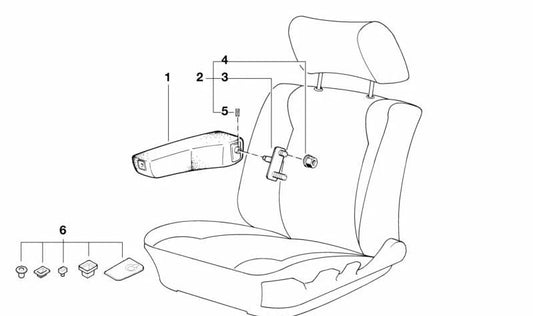 Reposabrazos izquierdo de tela OEM 52108140497 para BMW Serie 5 E34 {518i HA11, HA12, HA21, HA22, HA31, HA32, HA41, HA42, HG11, HG12}. Original BMW.