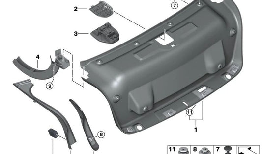 OEM 51497487643 Couvercle de gouttière gauche pour BMW G22, G82. BMW d'origine.