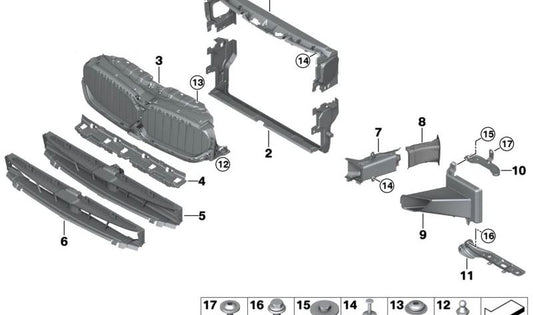 Luftkanal für den rechten Kühler OEM 51748059678 für BMW G30, G31, G32. Original BMW