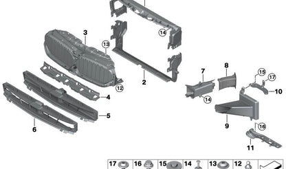 Left air guide for additional radiator OEM 51748059677 for BMW G30 and G32. Original BMW.