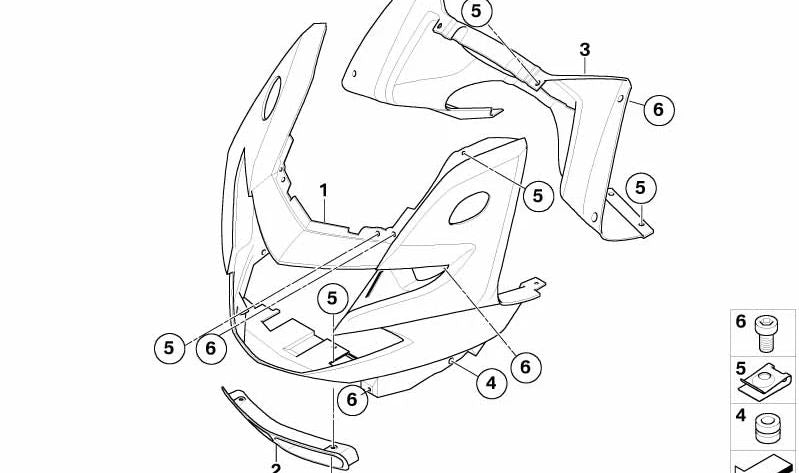Remate interior OEM 46637713514 para motos BMW K1200GT (2006-2008), K1300GT (2008-2010). Original BMW Motorrad.