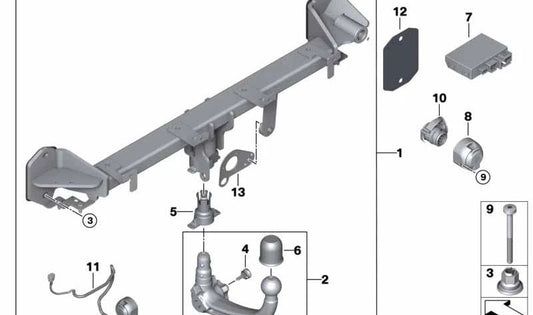 Detachable Towbar OEM 71606889283 for BMW G05, F95, G06, F96. Original BMW.
