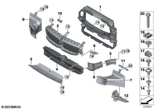 Suporte de guia de ar direito para BMW G42, G87, G20, G20N, G21, G21N, G28, G28N, G22, G23, G26 (OEM 51647434062). BMW originais.