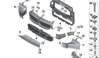Conducto de aire de freno izquierdo OEM 51747422279 para BMW G42, G20, G21, G28. Original BMW.