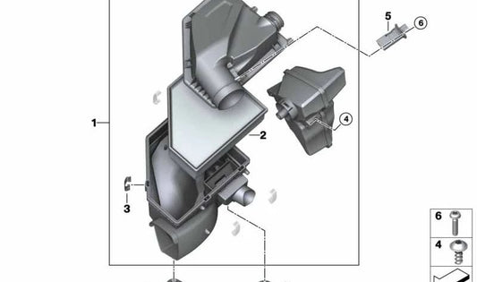 OEM admission silencer 13718598277 for BMW G20 330D (B57P) with rear -wheel drive or xDrive. Compatible with models made between 2020 and 2027. Original BMW.