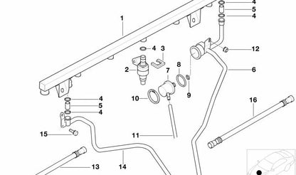 Tubo de retorno de combustible OEM 13311404752 para BMW E36 y Z3. Original BMW.