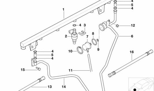 Tubo de conexión cromado OEM 13531404400 para BMW E36. Pieza original BMW.