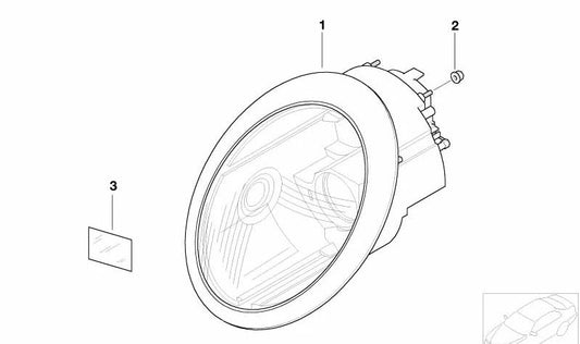 Faro de xenón delantero derecho OEM 63127198736 para MINI R50, R53, Cabrio R52. Original MINI.