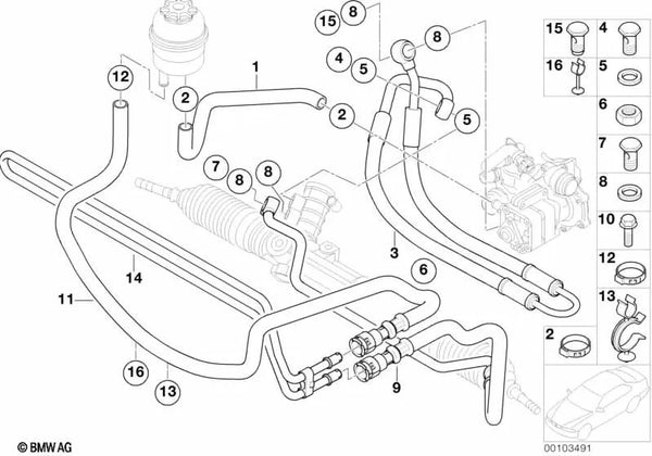 Tubo de retorno para BMW Serie 3 E46 (OEM 32416852773). Original BMW.
