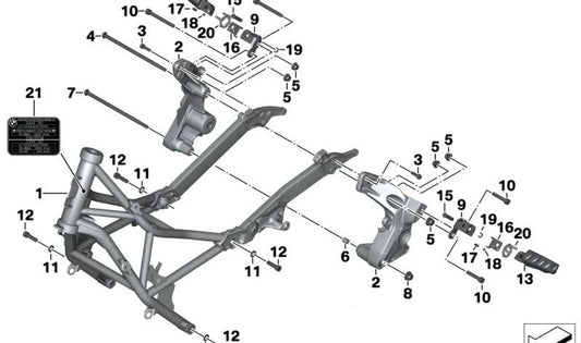 Izquierdo Resto traseiro OEM 46718528795 Para BMW Motorrad C 600 Sport, C 650 Sport, R 1200 Gs, R 1250 Gs, R 1200 Gs Adventure, R 1250 Gs Adventure, S 1000 xr. BMW Motorrad original.