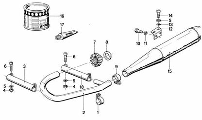 Tubo de escape izquierdo OEM 18111238271 para BMW (Modelos compatibles: E23, E24, E28). Original BMW.
