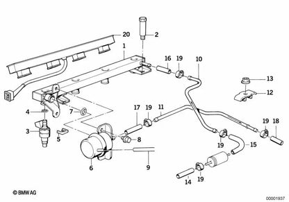 Peça espaçadora para BMW E30, E36 Série 3, E34 Série 5 (OEM 13531721246). BMW original