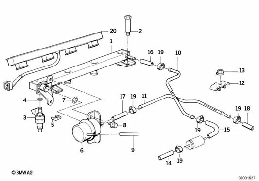 Peça espaçadora para BMW E30, E36 Série 3, E34 Série 5 (OEM 13531721246). BMW original