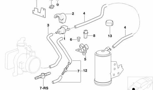 Contoured tube for BMW E36 (OEM 13901743624). Original BMW