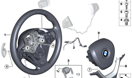 M Sport Leather Steering Wheel with Shift Paddles OEM 32307848528 for BMW F25, F26. Original BMW.