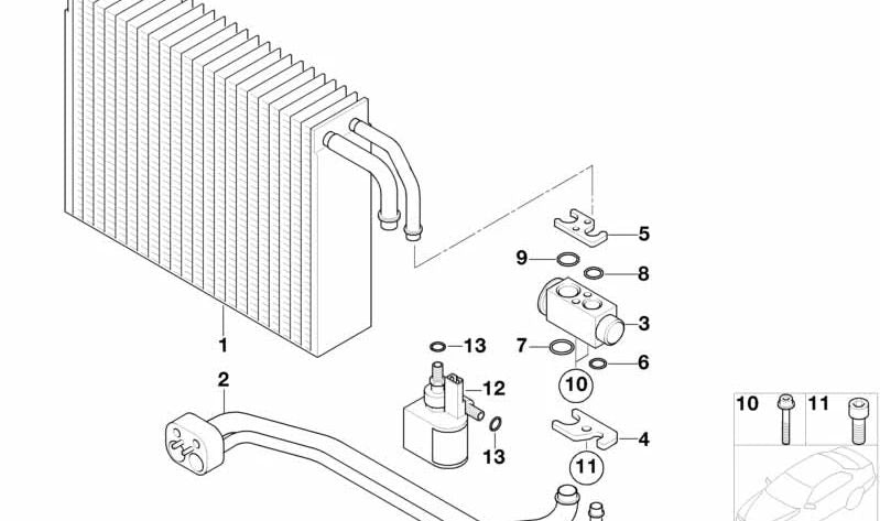 Válvula de expansión A/C OEM 64119178314 para BMW E65 y E66. Recambio original BMW.