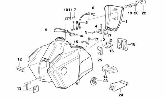 Hinge for BMW (OEM 16112303932). Genuine BMW