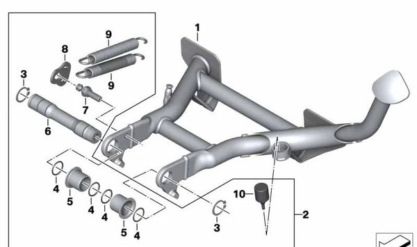 Tope del caballete central OEM 46528520185 para motos BMW K1600 GT, GTL, GTL Exclusive, Bagger. Original BMW Motorrad.