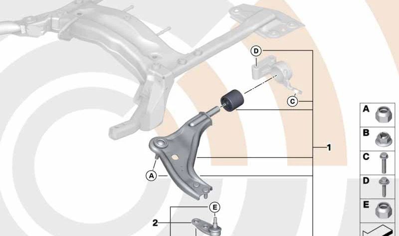 Rótula de suspensión delantera derecha OEM 31122361220 para MINI R55, R56, R57, R58, R59. Compatible con versiones Cooper, Cooper S y One. Original MINI.